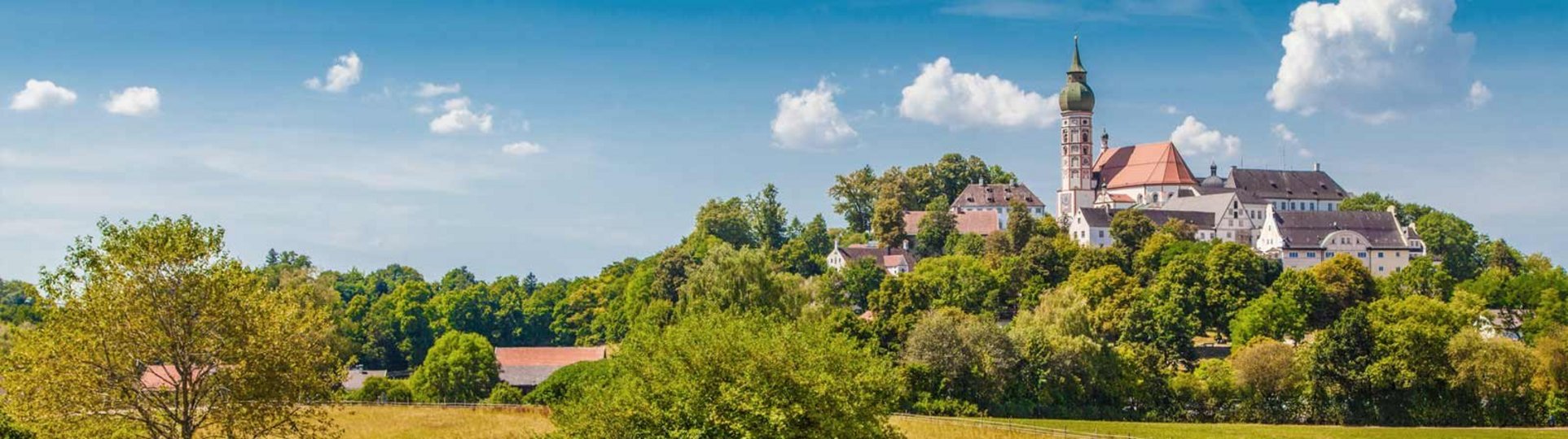 Schloss auf Berg im Wald